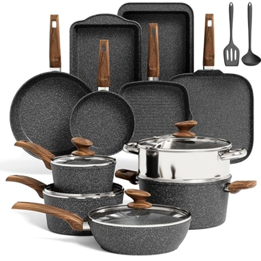 Kitchen Academy 17Pcs Pots and Pans Set