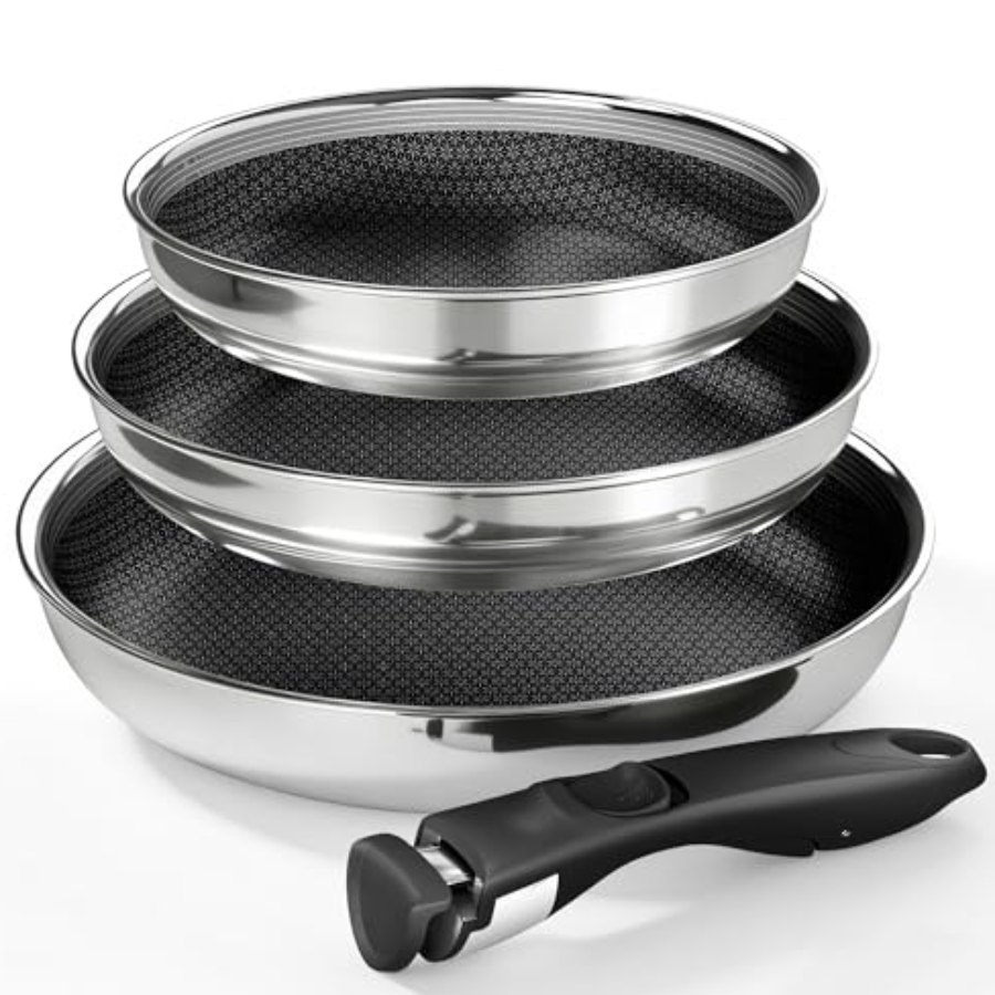 Kitchen Academy 3-Ply Stainless Steel Frying Pans Set